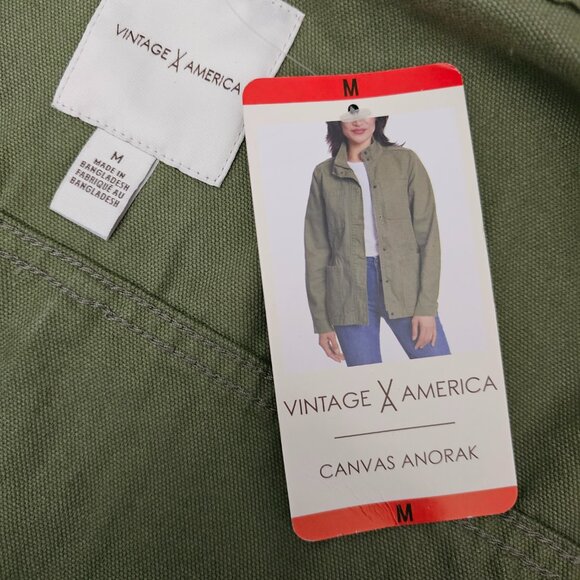 Vintage America Cotton Canvas Anorak Utility Jacket Olive Green New Size M - Picture 6 of 15